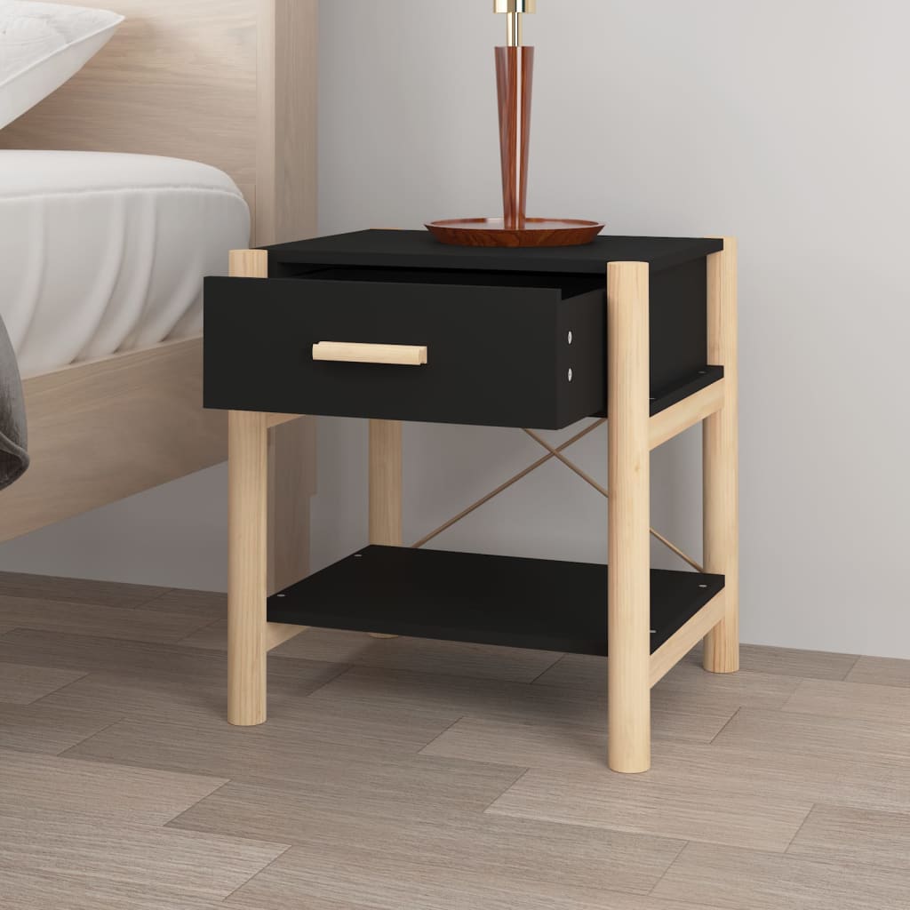 vidaXL Tables de chevet 2 pcs Noir 42x38x45 cm Bois d'ingénierie