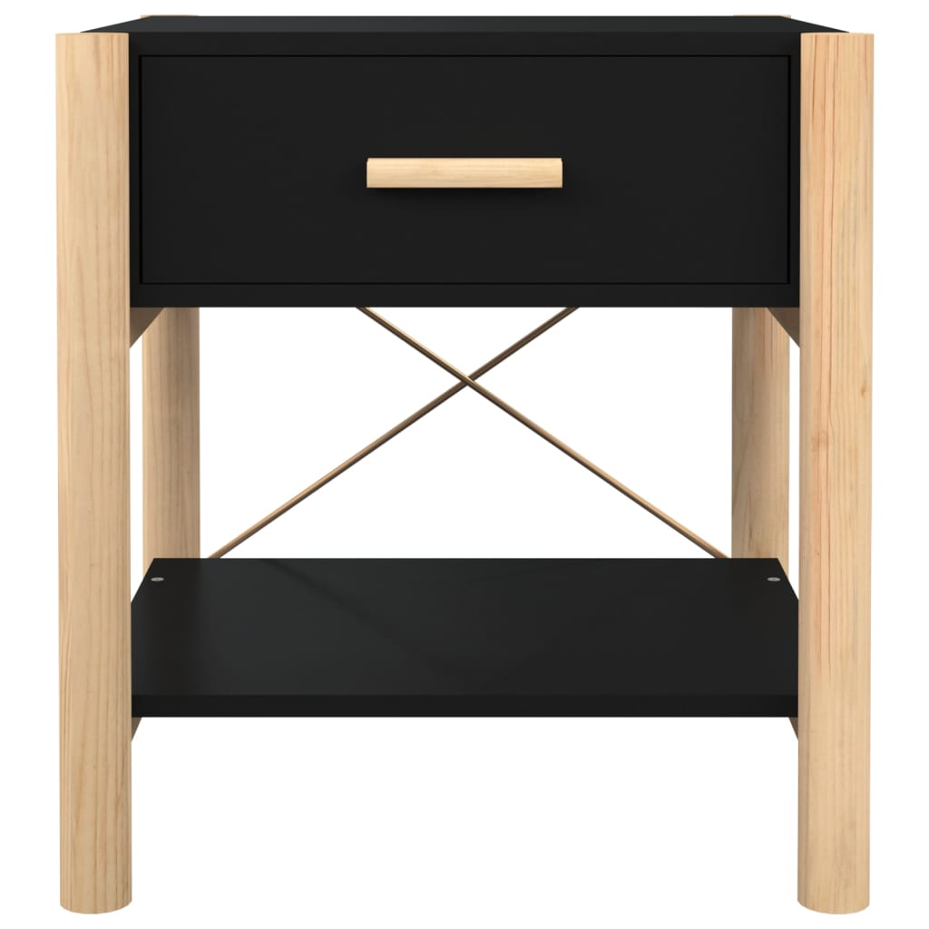 vidaXL Tables de chevet 2 pcs Noir 42x38x45 cm Bois d'ingénierie