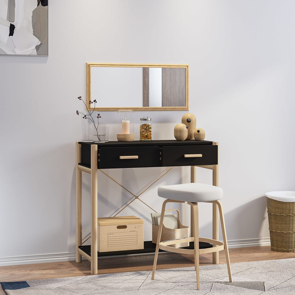 vidaXL Console Noir 82x38x75 cm Bois d'ingénierie