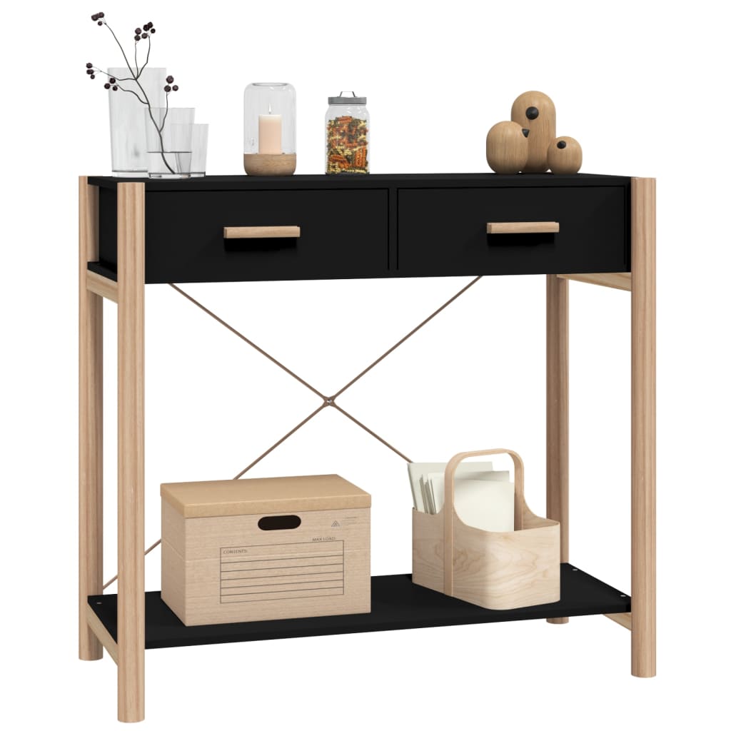 vidaXL Console Noir 82x38x75 cm Bois d'ingénierie