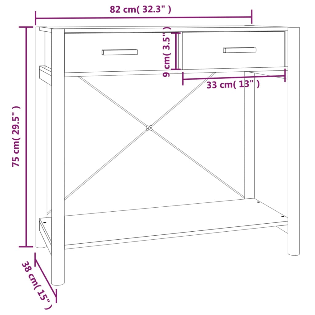 vidaXL Console Noir 82x38x75 cm Bois d'ingénierie