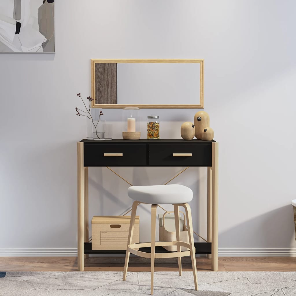 vidaXL Console Noir 82x38x75 cm Bois d'ingénierie