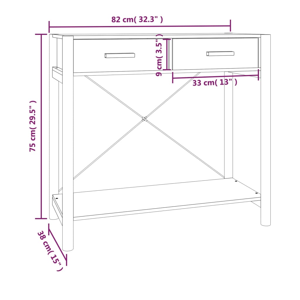 vidaXL Console 82x38x75 cm en bois d'ingénierie