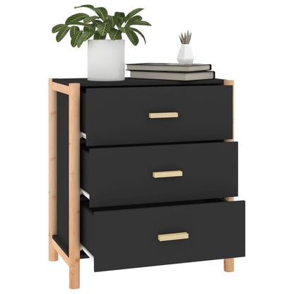 vidaXL Commode noire 62x38x70 cm en bois d'ingénierie