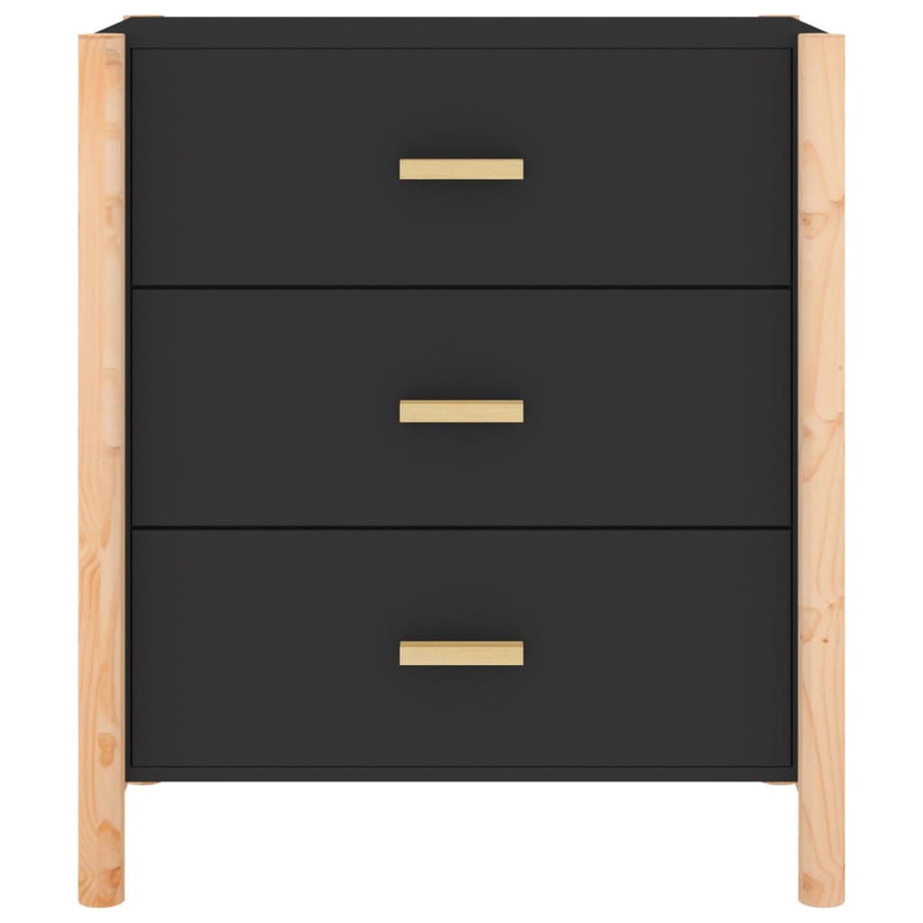vidaXL Commode noire 62x38x70 cm en bois d'ingénierie