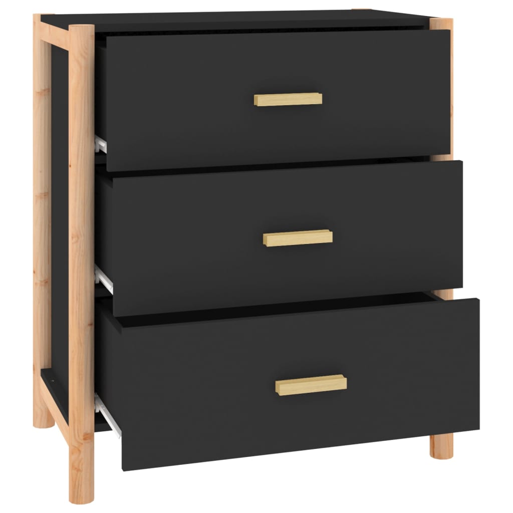 vidaXL Commode noire 62x38x70 cm en bois d'ingénierie
