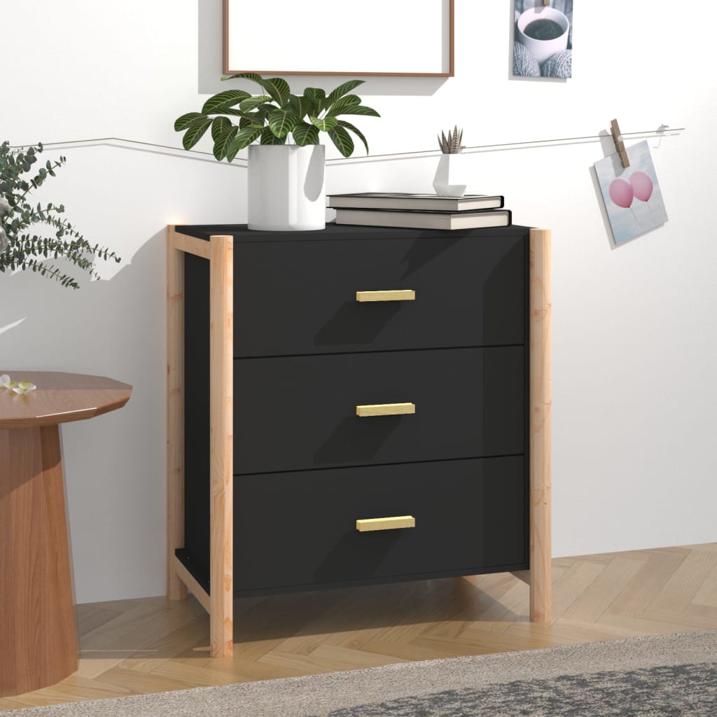 vidaXL Commode noire 62x38x70 cm en bois d'ingénierie