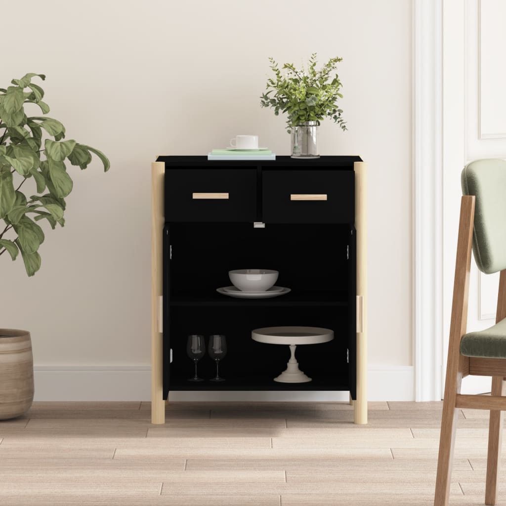 vidaXL Buffet noir 62x38x75 cm Bois d'ingénierie