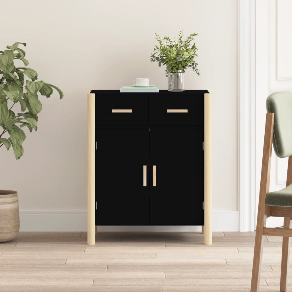vidaXL Buffet noir 62x38x75 cm Bois d'ingénierie