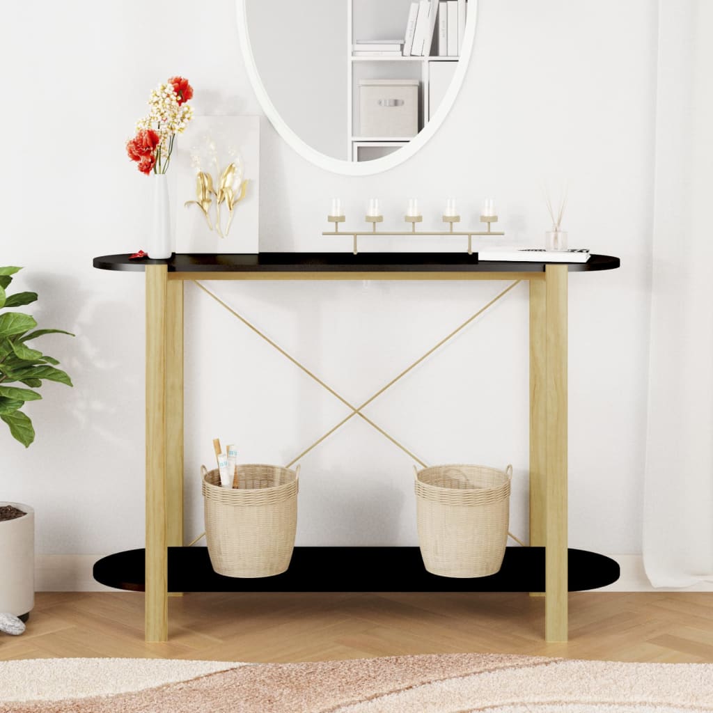 vidaXL Console de table noire 110x38x75 cm en bois d'ingénierie