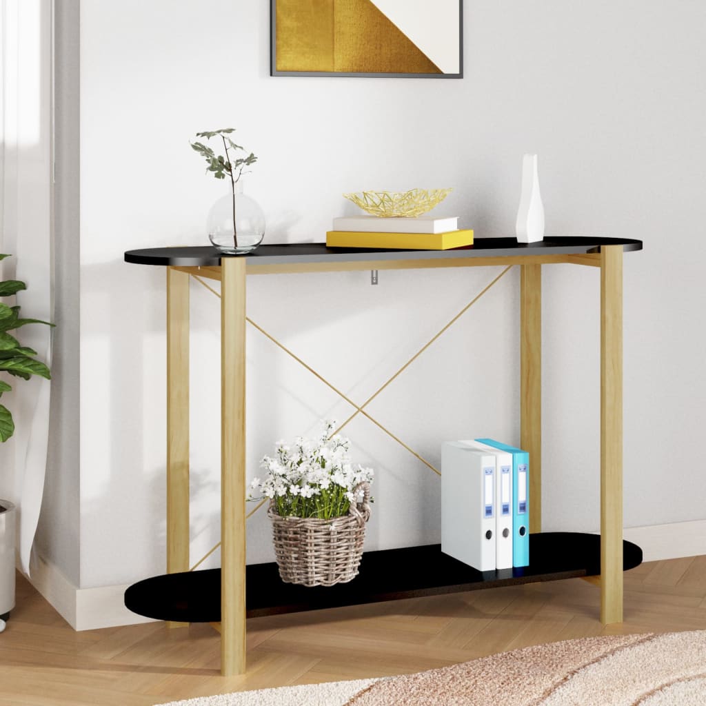 vidaXL Console de table noire 110x38x75 cm en bois d'ingénierie