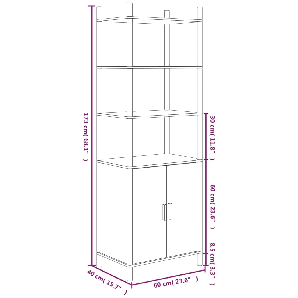 vidaXL Highboard blanc 60x40x173 cm en bois d'ingénierie
