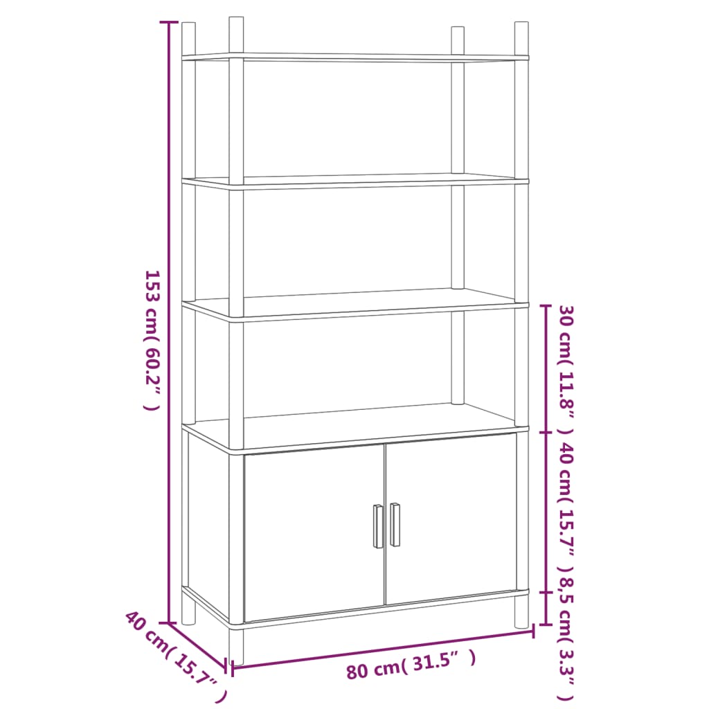 vidaXL Bahut haut 80x40x153 cm en bois d'ingénierie