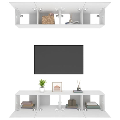 vidaXL Meubles TV 4 pcs Blanc 80x30x30 cm Bois d'ingénierie