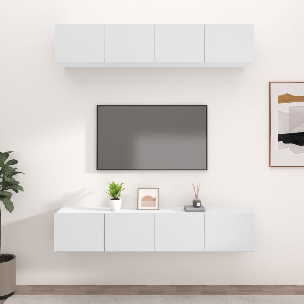 vidaXL Meubles TV 4 pcs Blanc 80x30x30 cm Bois d'ingénierie
