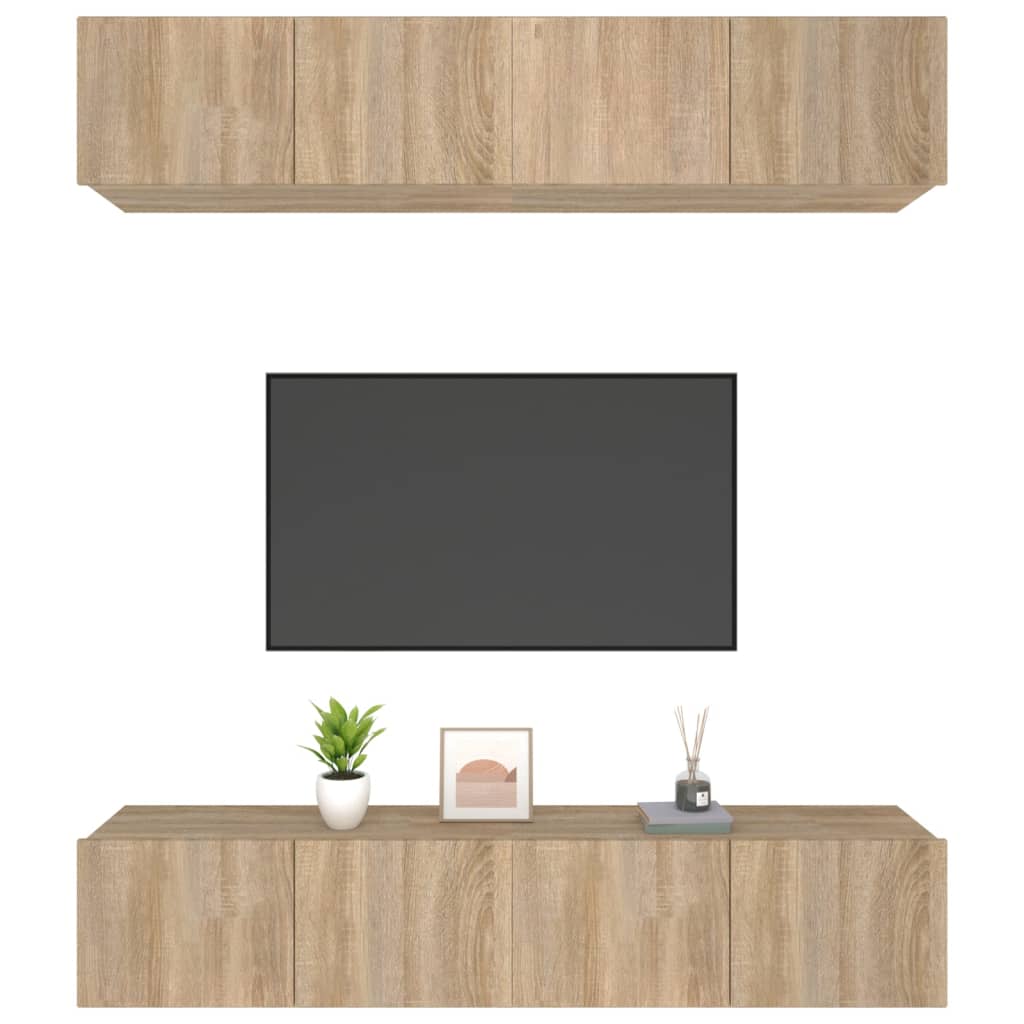 vidaXL Meubles TV 4 pcs Chêne Sonoma 80x30x30 cm Aggloméré