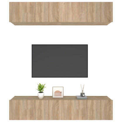 vidaXL Meubles TV 4 pcs Chêne Sonoma 80x30x30 cm Aggloméré