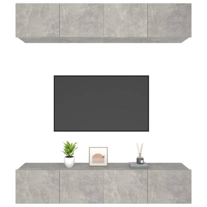 vidaXL Meubles TV 4 pcs. gris béton 80x30x30 cm bois d'ingénierie