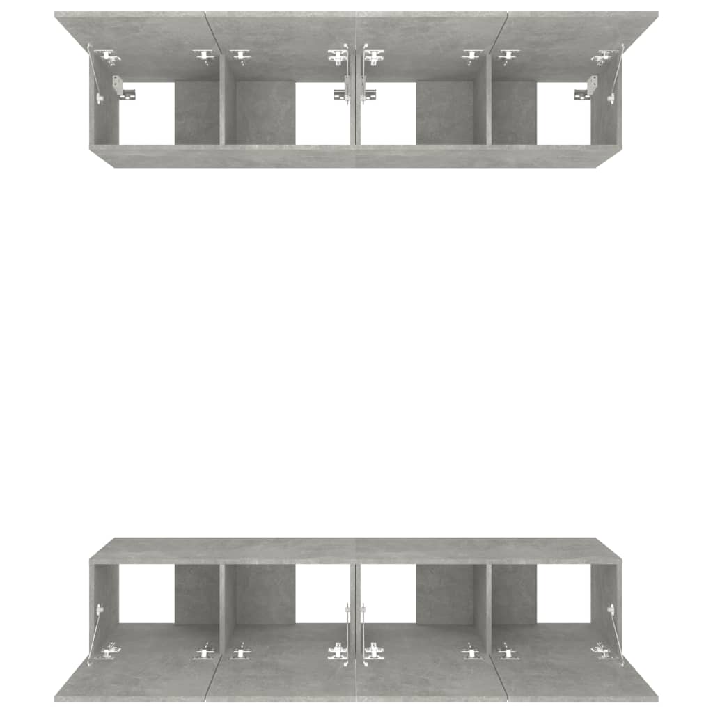 vidaXL Meubles TV 4 pcs. gris béton 80x30x30 cm bois d'ingénierie