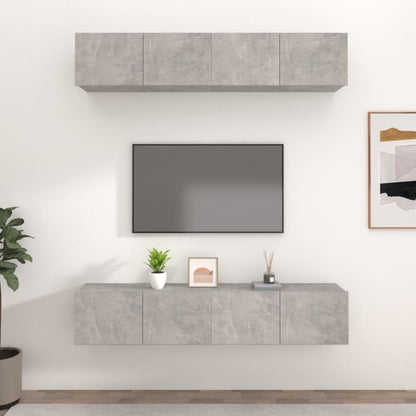 vidaXL Meubles TV 4 pcs. gris béton 80x30x30 cm bois d'ingénierie