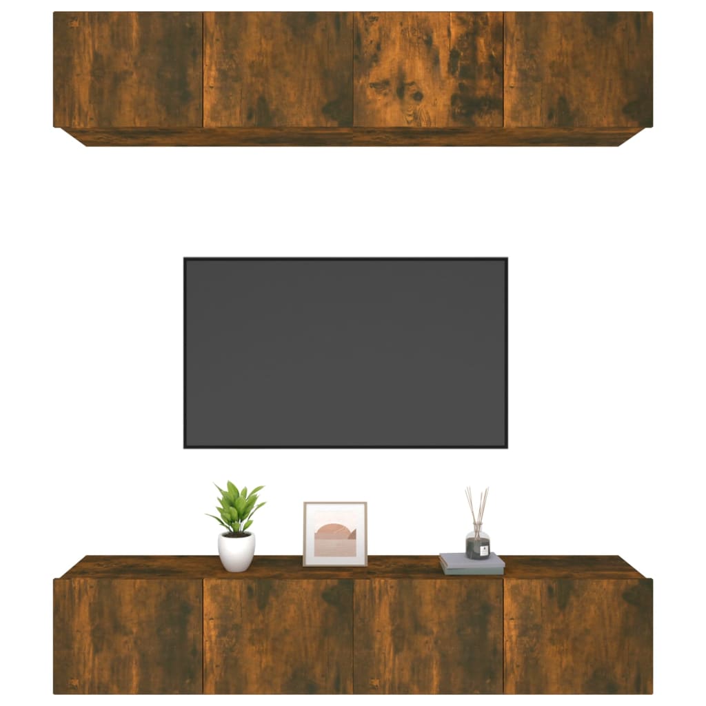 vidaXL Meubles TV 4 pcs Chêne fumé 80x30x30 cm Bois d'ingénierie