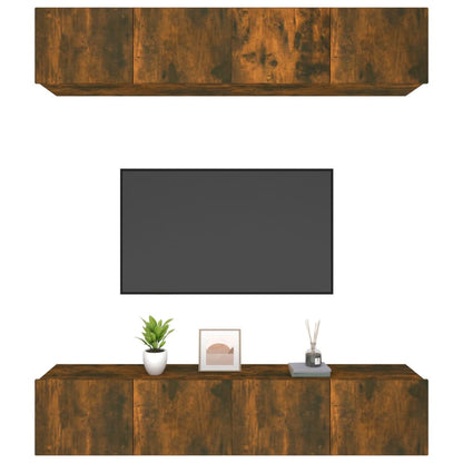 vidaXL Meubles TV 4 pcs Chêne fumé 80x30x30 cm Bois d'ingénierie