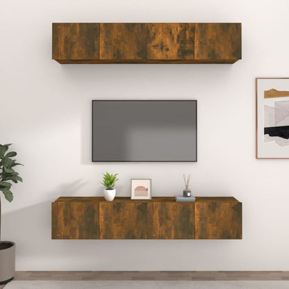 vidaXL Meubles TV 4 pcs Chêne fumé 80x30x30 cm Bois d'ingénierie