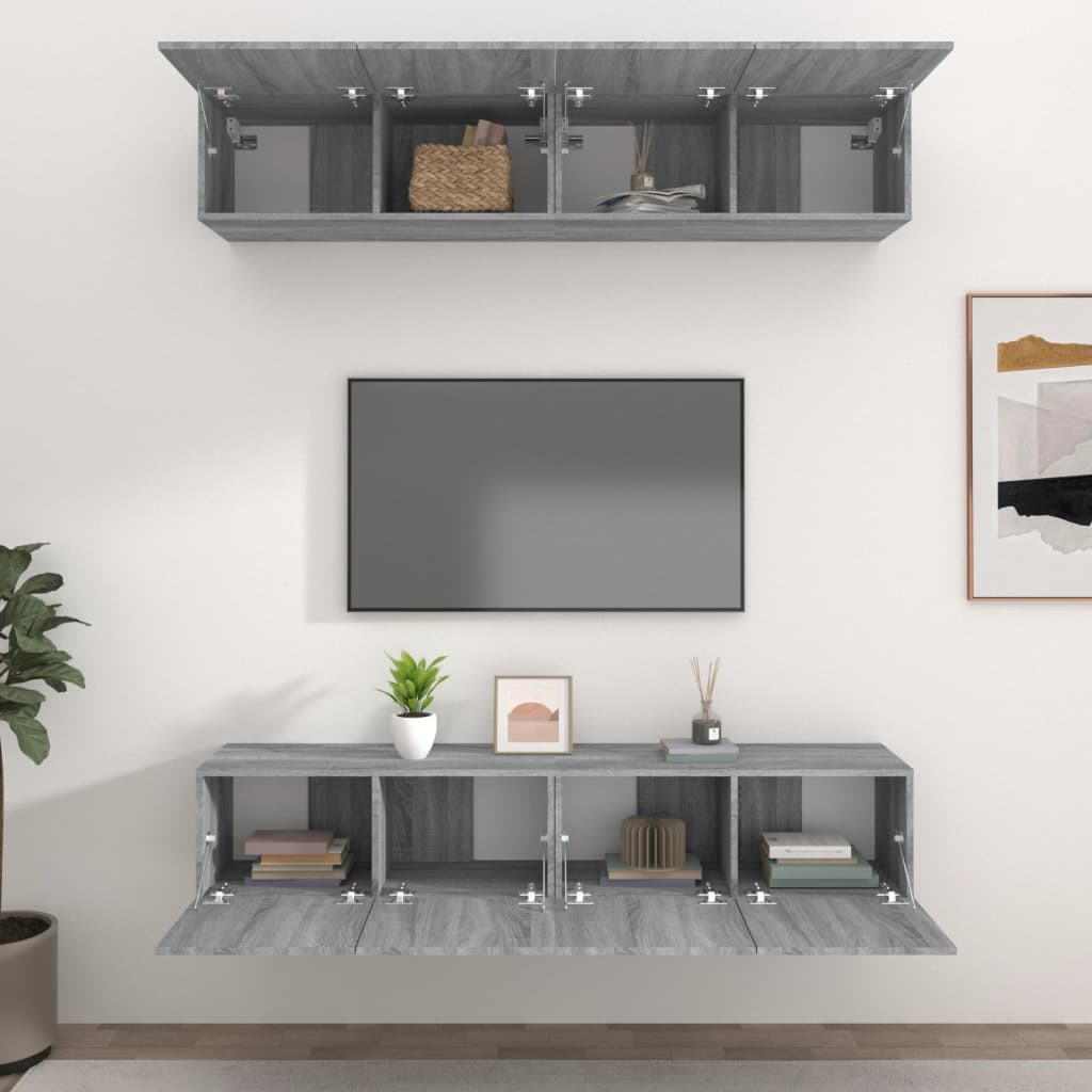 vidaXL Meubles TV 4 pcs Gris Sonoma 80x30x30 cm Bois d'ingénierie