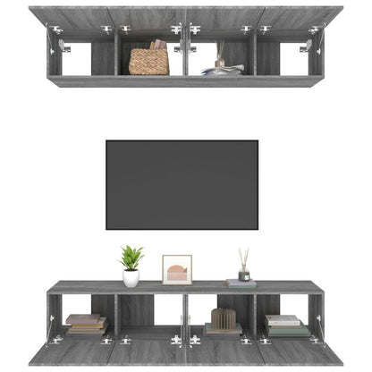 vidaXL Meubles TV 4 pcs Gris Sonoma 80x30x30 cm Bois d'ingénierie