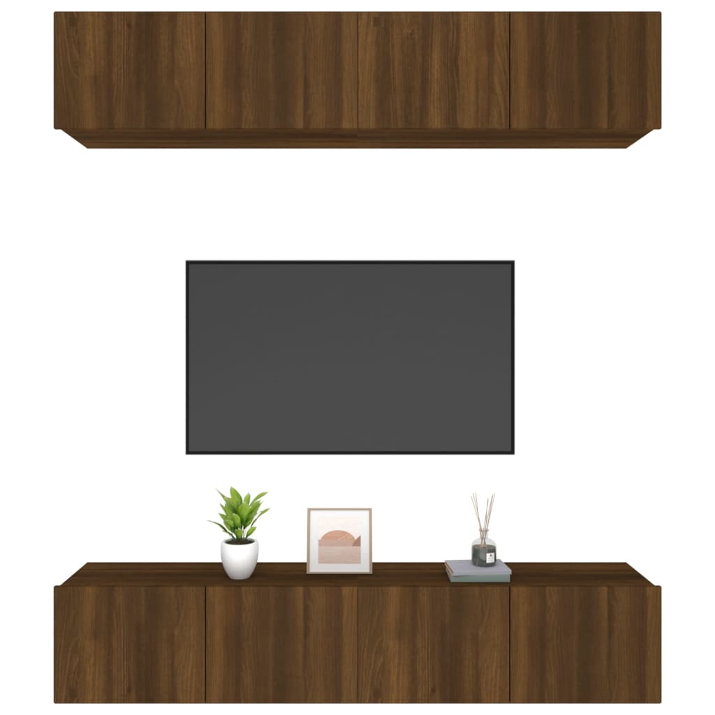 vidaXL Meubles TV 4 pcs Chêne marron 80x30x30 cm Bois d'ingénierie