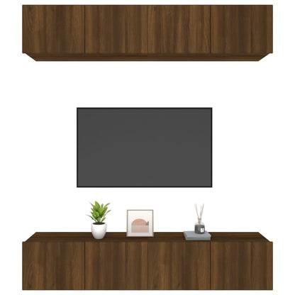 vidaXL Meubles TV 4 pcs Chêne marron 80x30x30 cm Bois d'ingénierie