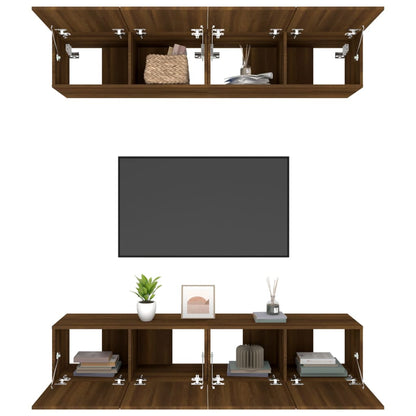 vidaXL Meubles TV 4 pcs Chêne marron 80x30x30 cm Bois d'ingénierie