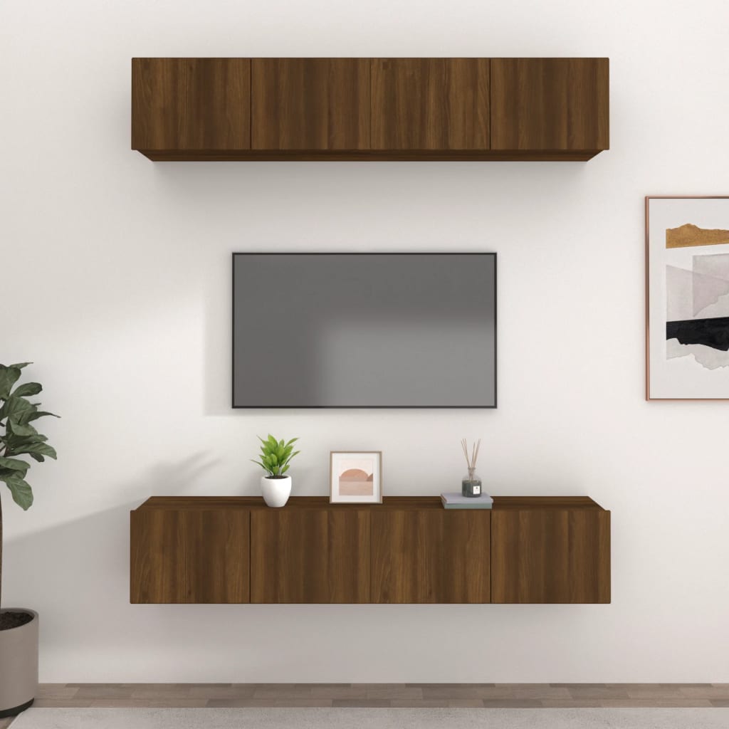 vidaXL Meubles TV 4 pcs Chêne marron 80x30x30 cm Bois d'ingénierie