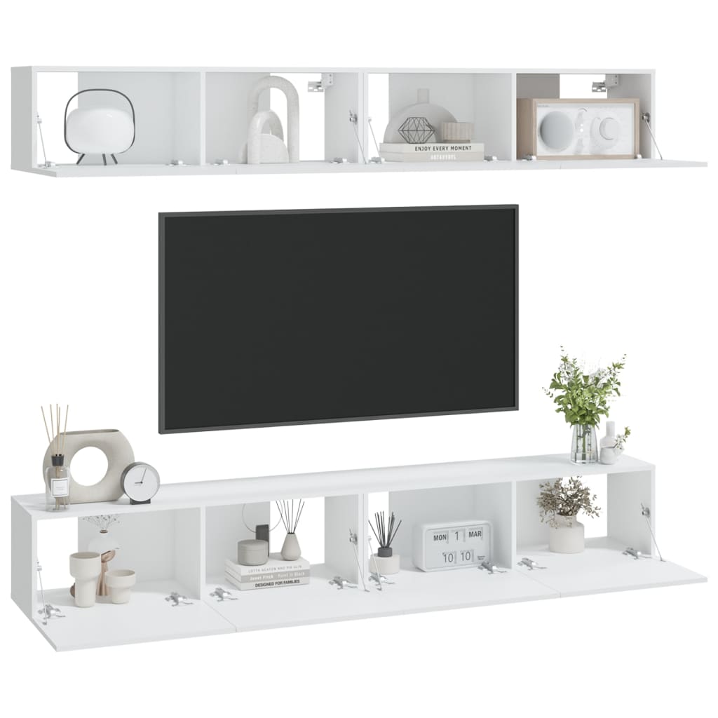 vidaXL Meubles TV muraux 4 pcs Blanc 100x30x30 cm
