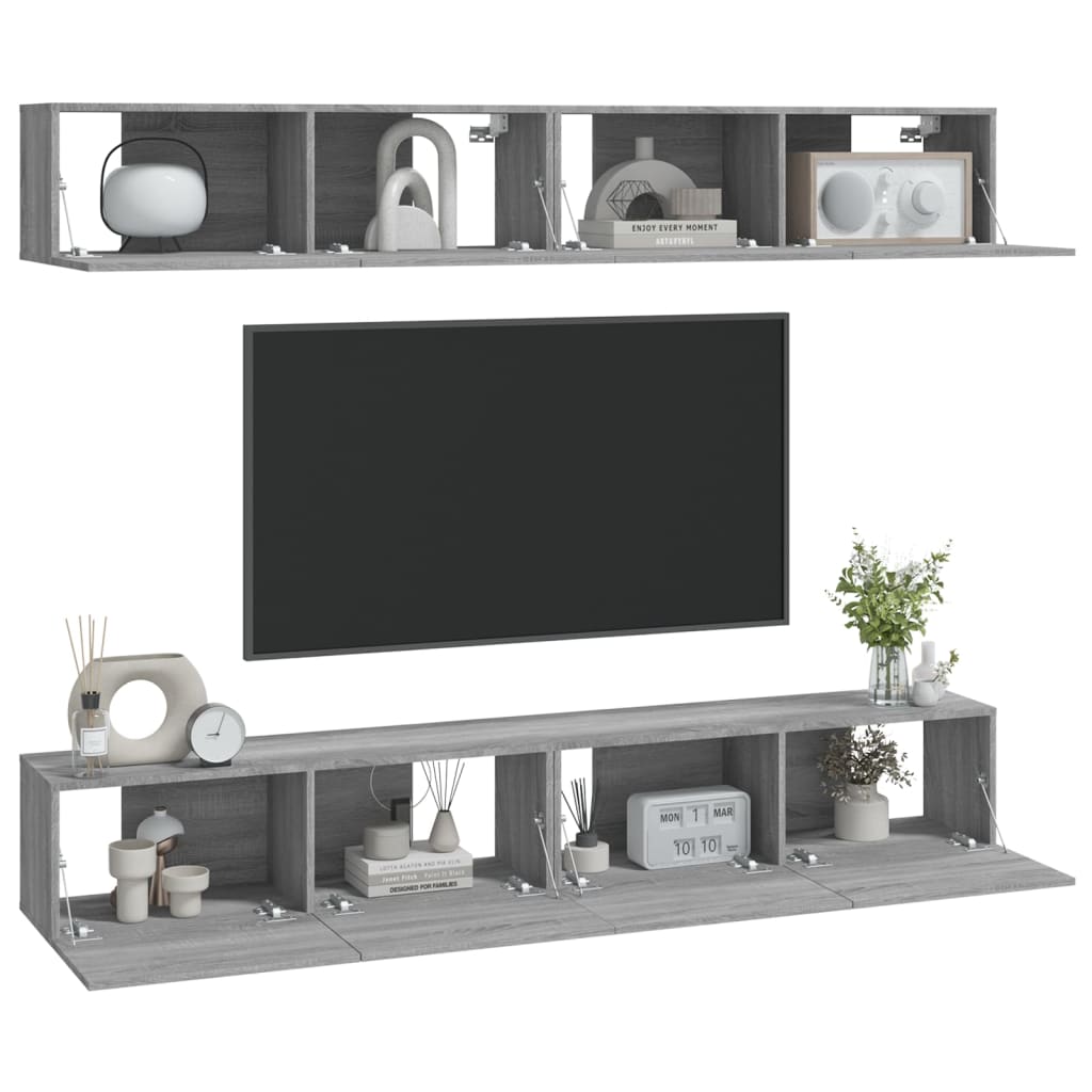 vidaXL Meubles TV muraux 4 pcs Gris Sonoma 100x30x30 cm