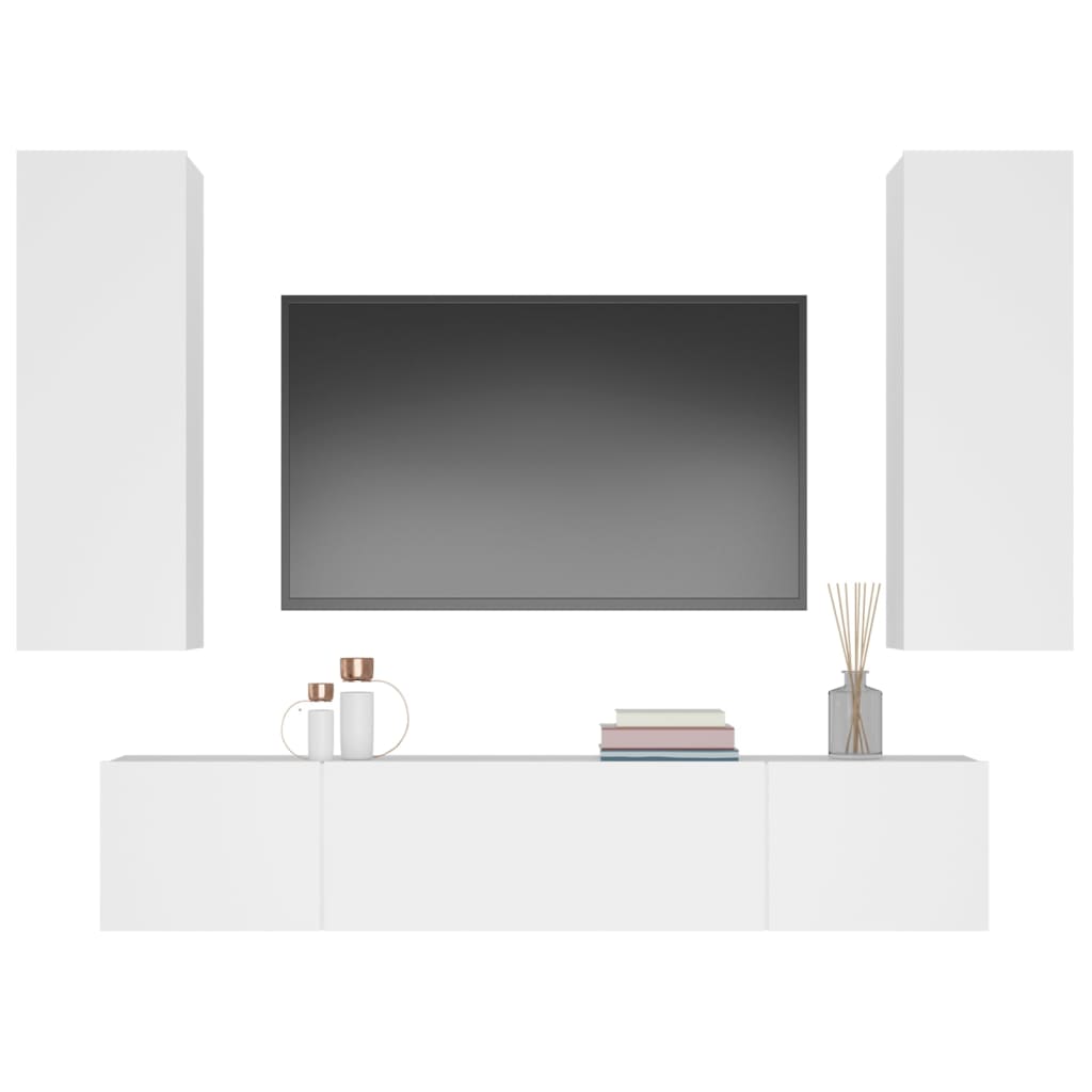 vidaXL Ensemble de 4 meubles TV Blanc Bois d'ingénierie