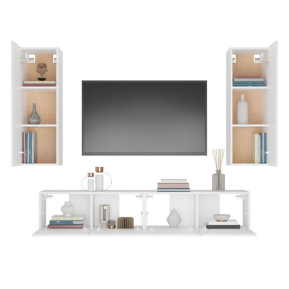 vidaXL Ensemble de 4 meubles TV Blanc Bois d'ingénierie