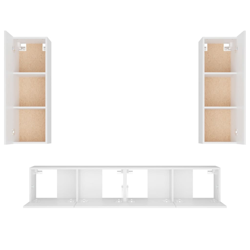 vidaXL Ensemble de 4 meubles TV Blanc Bois d'ingénierie