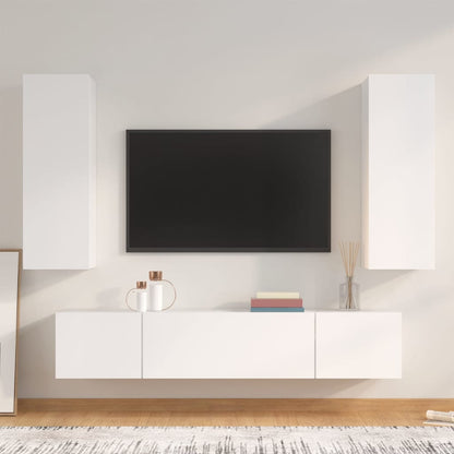 vidaXL Ensemble de 4 meubles TV Blanc Bois d'ingénierie