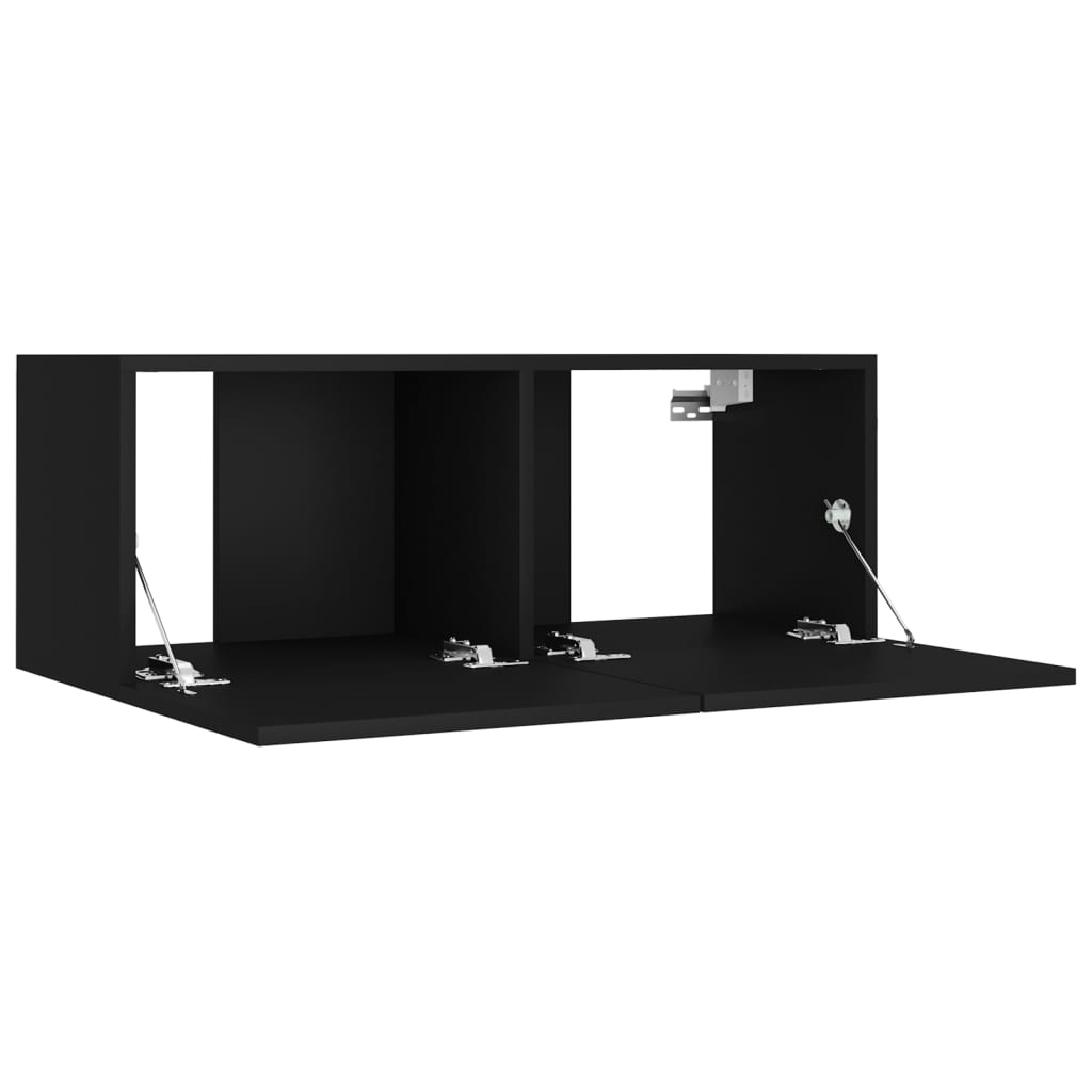 vidaXL 4-tlg. TV-Schrank-Set Schwarz Holzwerkstoff