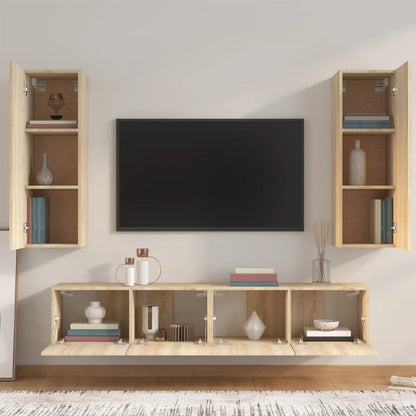 vidaXL Meuble TV 4 pcs Aggloméré Chêne Sonoma