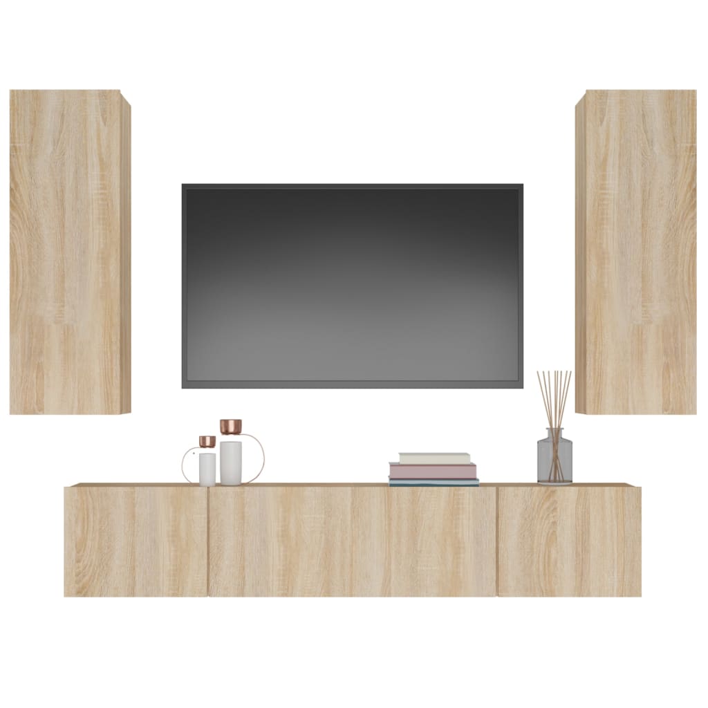 vidaXL Meuble TV 4 pcs Aggloméré Chêne Sonoma