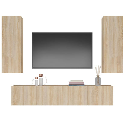 vidaXL Meuble TV 4 pcs Aggloméré Chêne Sonoma