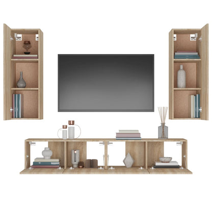 vidaXL Meuble TV 4 pcs Aggloméré Chêne Sonoma