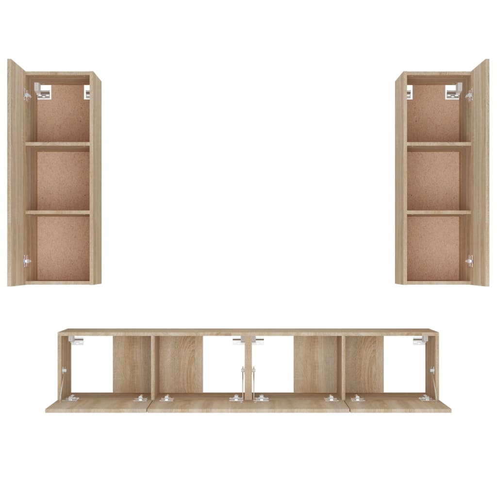 vidaXL Meuble TV 4 pcs Aggloméré Chêne Sonoma