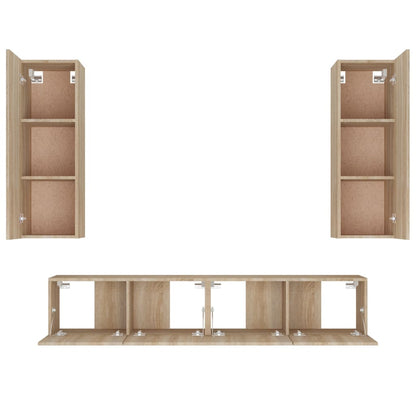 vidaXL Meuble TV 4 pcs Aggloméré Chêne Sonoma