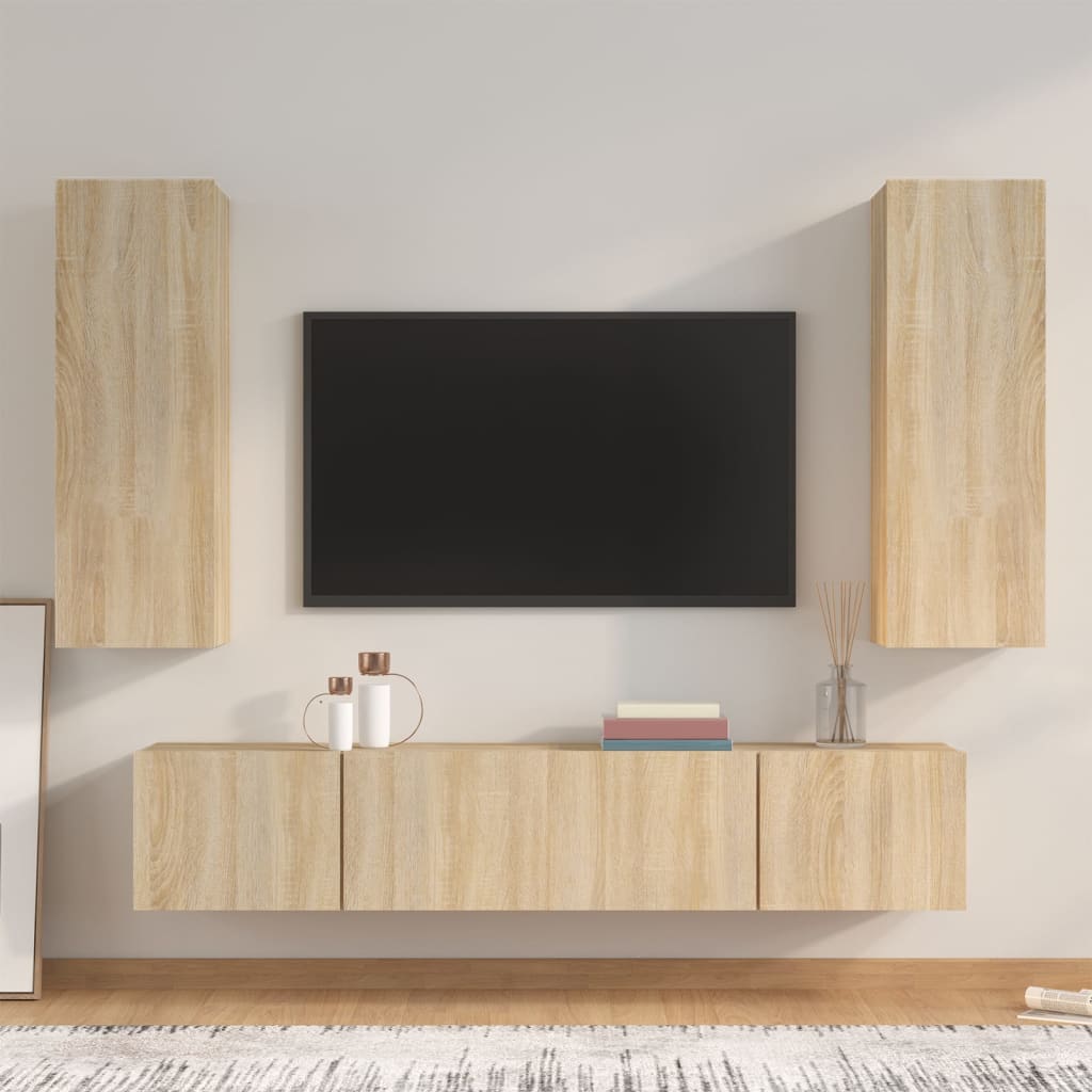 vidaXL Meuble TV 4 pcs Aggloméré Chêne Sonoma