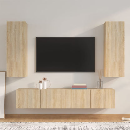vidaXL Meuble TV 4 pcs Aggloméré Chêne Sonoma