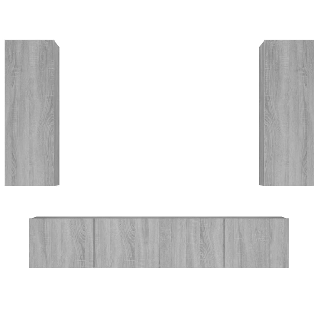 vidaXL Meuble TV, 4 pcs, Gris sonoma, Bois d'ingénierie