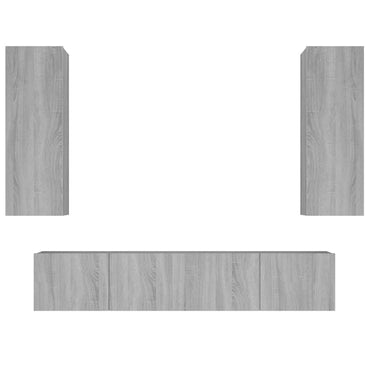 vidaXL Meuble TV, 4 pcs, Gris sonoma, Bois d'ingénierie